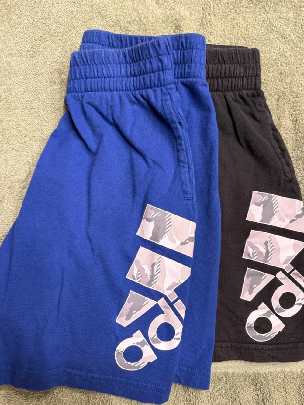 adidas Kids Blue and Black Graphic Logo Shorts